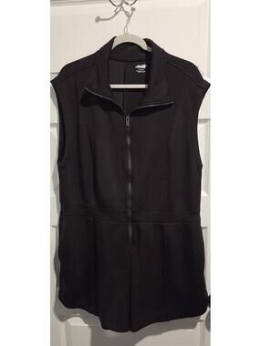Avia Black Sleeveless Zip-Up Activewear Romper XL